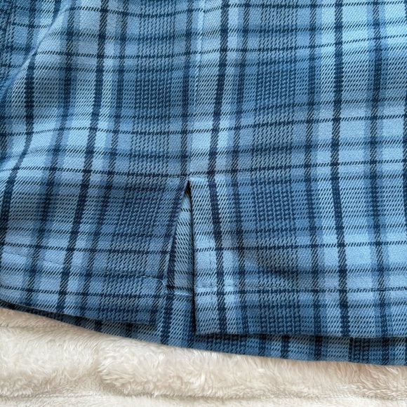 4/25$ Brandy Melville A-Line Mini Skirt Blue Plaid - Picture 6 of 10